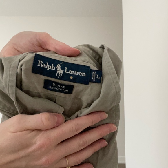 Vintage Ralph Lauren Tan Gray Button-Up Shirt - Picture 5 of 5